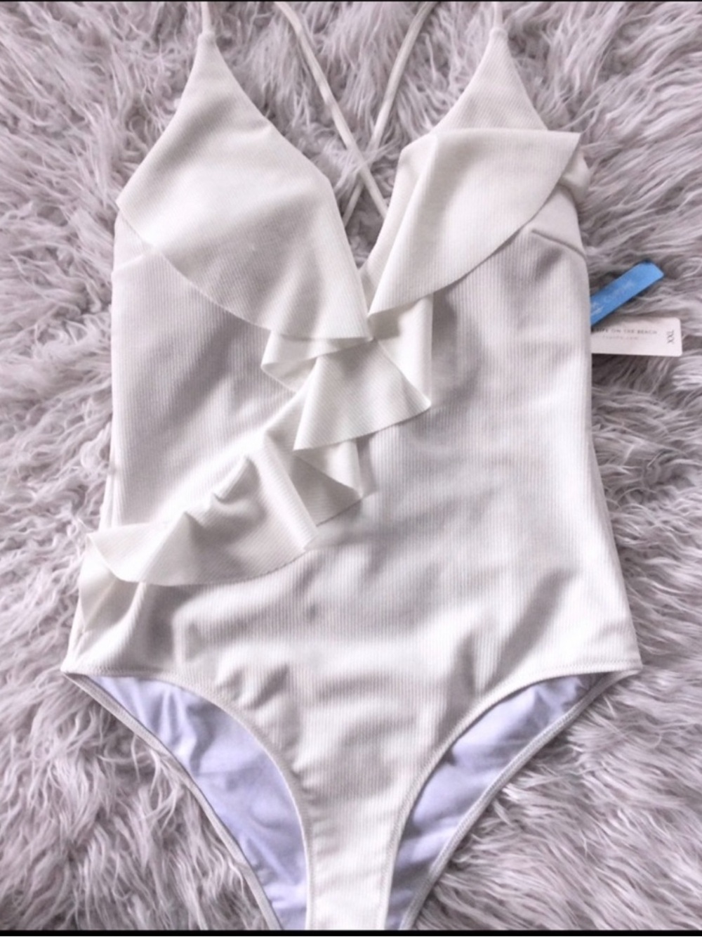 NWT Cupshe Ribbed Ruffle Swimsuit - Picture 2 of 5